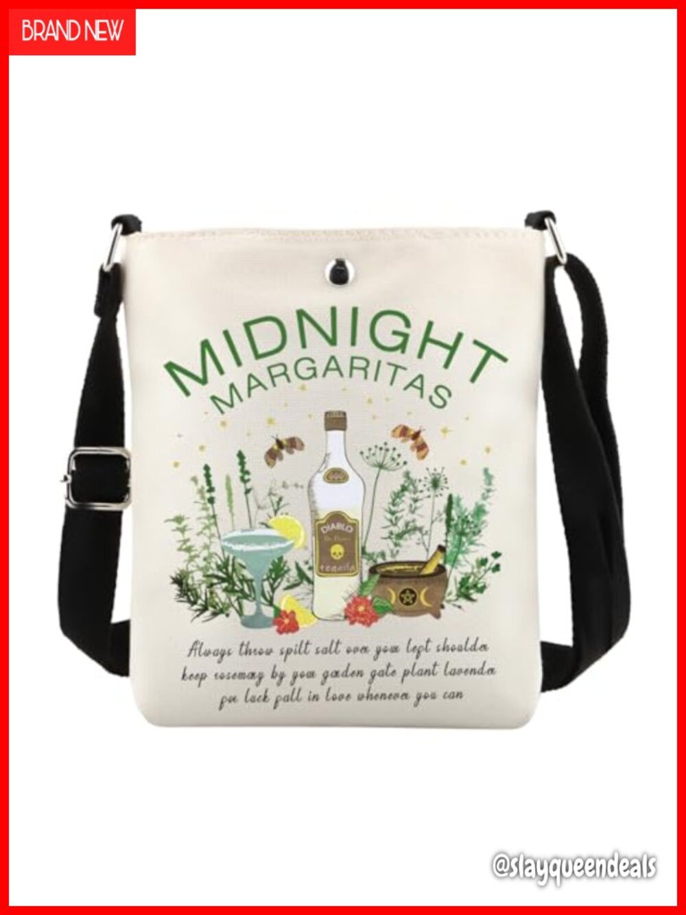 POFULL Cotton Linen Crossbody Bag Witchcraft Margarita Lover Gift